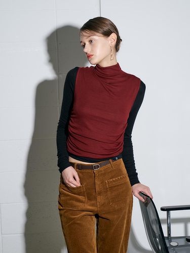 Layered Turtleneck T-shirt Dark Red - LAPRESMIDI - Modalova