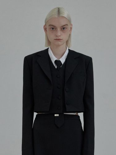 Hugh cropped suit jacket - Black - MAUSOLEUM - Modalova