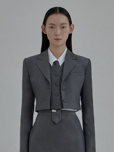 Hugh cropped suit jacket - Grey - MAUSOLEUM - Modalova