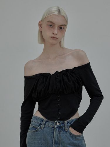 Off Shoulder puff t-shirt - Black - MAUSOLEUM - Modalova