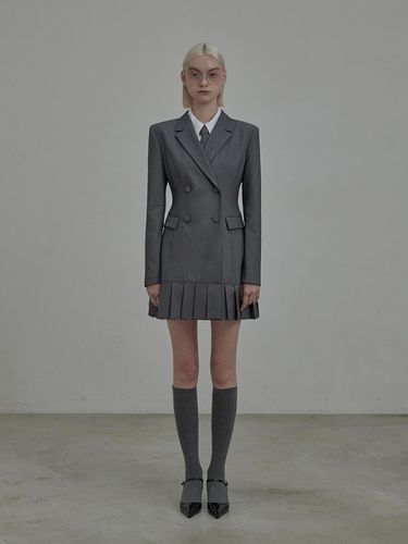 Jenn pleated suit jacket dress - Grey - MAUSOLEUM - Modalova