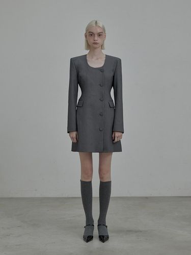 Jenn round neck suit jacket dress - Grey - MAUSOLEUM - Modalova