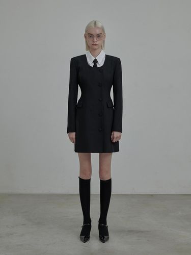 Jenn round neck suit jacket dress - Black - MAUSOLEUM - Modalova