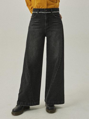 Chera 7424 Twisted Flare Fit Wide Dark Gray Denim - MAGOODGAN - Modalova