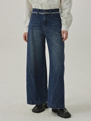 Chera 7424 Twisted Flare Fit Wide Denim Pants - Da - MAGOODGAN - Modalova