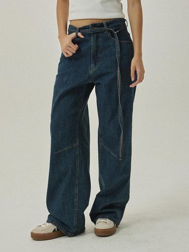 Farban 7528 belted wide fit denim pants - medium - MAGOODGAN - Modalova