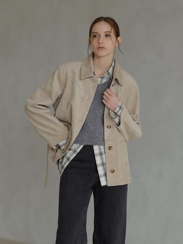 Curved line suede jacket - KELLY DONAHUE - Modalova