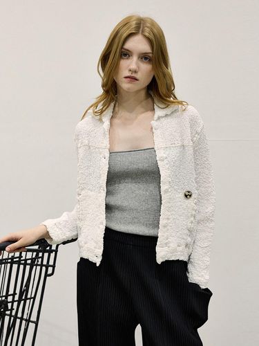 Boucle pleats jacket white_AI08WNPJK02WH - yoyoyoy - Modalova