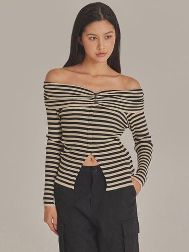 Stripe Off-Shoulder Ribbed Knit Top (T423TP104) - TOPGIRL - Modalova