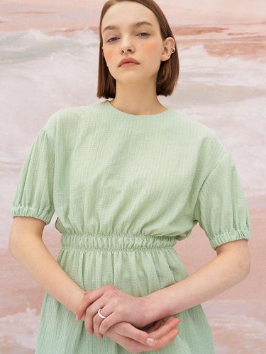 S Puff - Sleeve crinkled Blouse - Green - Et demain - Modalova