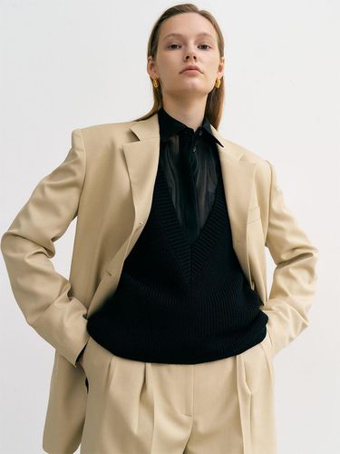 A Single breasted wool blazer (Beige) - Et demain - Modalova