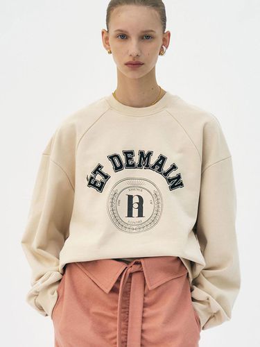 Logo print embroidered jersey sweatshirt (Beige) - Et demain - Modalova