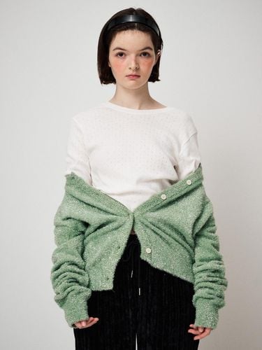 METAL KNIT CARDIGAN, GREEN - FUNFROMFUN - Modalova