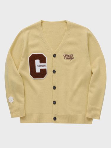 Brown C patch yellow knit cardigan - conceptcollege - Modalova