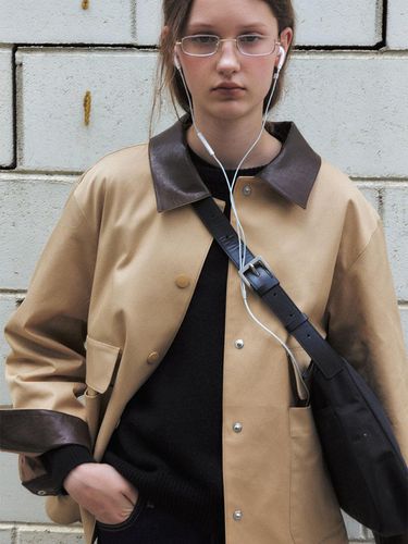 Leather collar point pocket shirt jacket - Et demain - Modalova