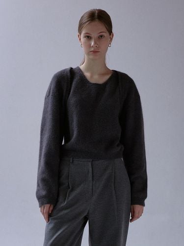 Fur-Wool Blend Sleeveless Knit Bolero Set [] - THE MITTEN - Modalova