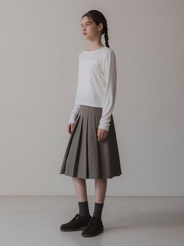 Wool Pleated Midi Skirt [Brown] - THE MITTEN - Modalova