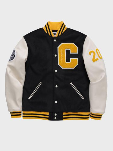 Big Patch Black beige Baseball Jacket / Varsity Ja - conceptcollege - Modalova