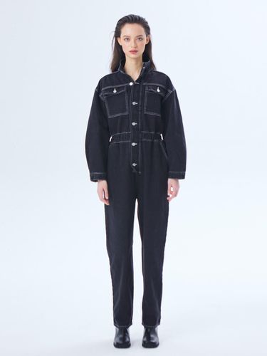 DENIM JUMPSUIT_BLACK - Rennesmia - Modalova