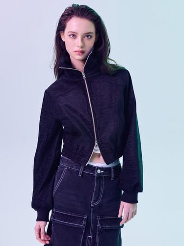 JACQUARD 2-WAY ZIP-UP JACKET_BLACK - Rennesmia - Modalova