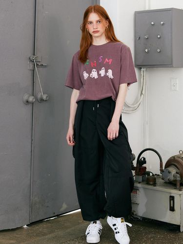 WIDE NYLON CARGO PANTS_BLACK - Rennesmia - Modalova