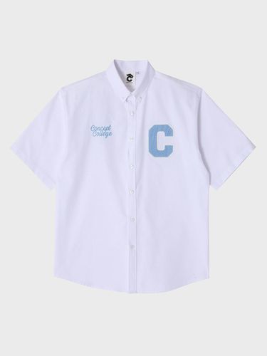 Sky Blue C Patch Oxford Short-Sleeved Shirt - conceptcollege - Modalova