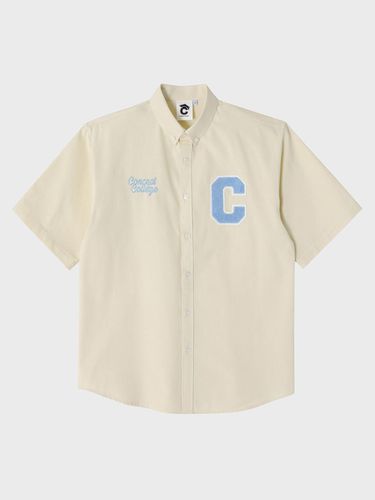 Sky Blue C Patch Oxford Short-Sleeved Shirt - conceptcollege - Modalova