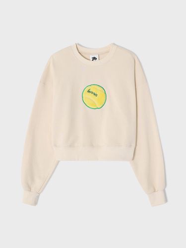 Tennis Ball Soft Cream Cropped Sweatshirt - conceptcollege - Modalova