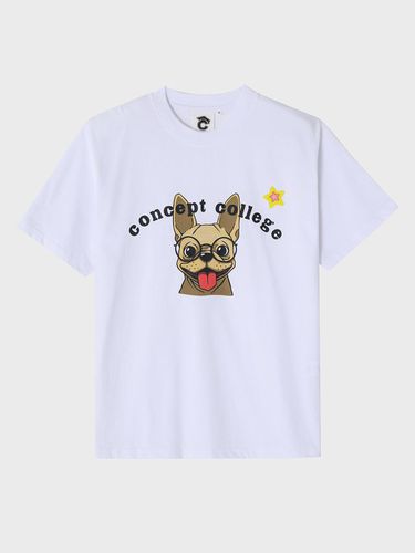 Beige Puppy White Short-Sleeved T-shirt [Universal - conceptcollege - Modalova