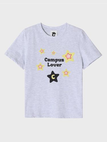 Campus Lover with Star Crew Neck Light Gray T-Shirt - conceptcollege - Modalova