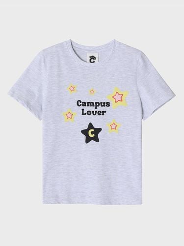 Campus Rubber with Star Crew Neck Light Gray Women - conceptcollege - Modalova