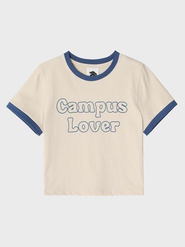 Campus Rubber Cream Crop Short-Sleeved Ringer T-Sh - conceptcollege - Modalova