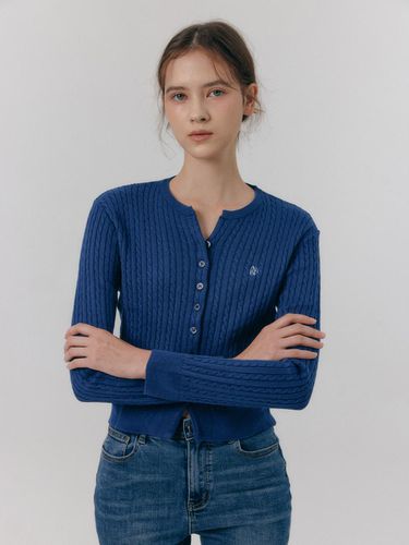 Cable cardigan_Navy - AUBE UE - Modalova