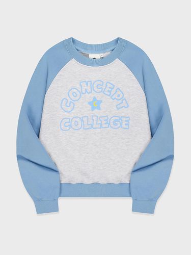 Hand Logo Raglan Sweatshirt_Ash Gray/Sky Blue - conceptcollege - Modalova