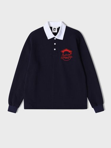 White collar long-sleeved rugby T-shirt_Navy - conceptcollege - Modalova