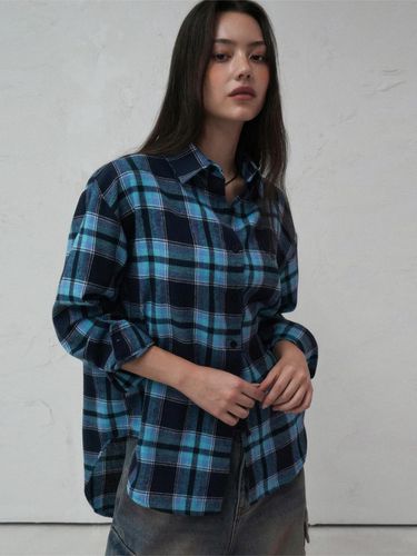 Pop Over Check Shirt BLUE - vivacious - Modalova