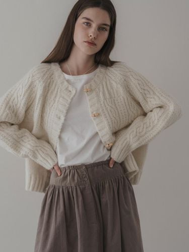 Cable Knit Toggle Button Duffle Cardigan [Ivory] - THE MITTEN - Modalova