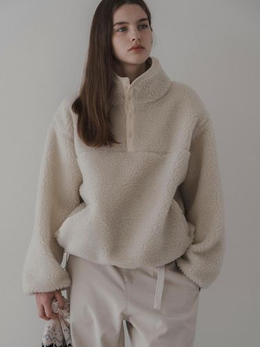 Lobed Fleece Herringbone Pullover [Cream] - THE MITTEN - Modalova