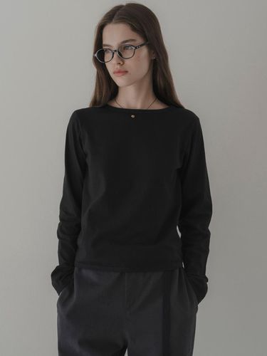 Long Sleeve Cotton Basic T-shirt [Black] - THE MITTEN - Modalova