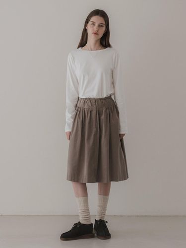 Fine-waled Cotton Midi Skirt [Light Brown] - THE MITTEN - Modalova