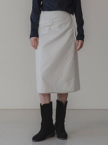 Cotton Minimalist Wrap Skirt [Beige] - THE MITTEN - Modalova