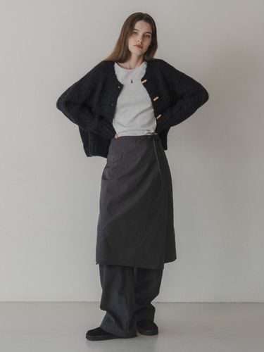 Cotton Wrap Adjustable Skirt [Charcoal] - THE MITTEN - Modalova