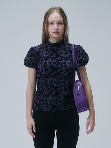 FLORAL PUFF SLEEVE TOP, VIOLET - FUNFROMFUN - Modalova