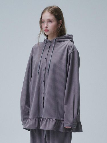 FRILL HOODED SHIRT, GREY - FUNFROMFUN - Modalova