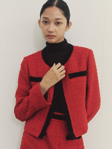 TWEED POINT JACKET RED MBDFJK005RD - MAKE A TOAST - Modalova