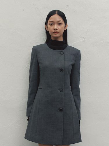 CUT-OUT ROUND NECK JACKET DRESS DARK GRAY MBDFOP - MAKE A TOAST - Modalova