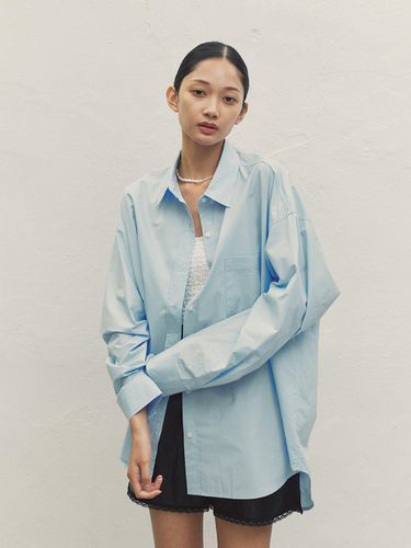 UNISEX OVERSIZED FIT LOGO SHIRT MBDFTO011BL - MAKE A TOAST - Modalova