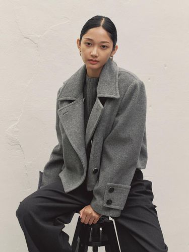 OVERSIZED WOOL BLEND CROPPED COAT MBDFCT001GR - MAKE A TOAST - Modalova