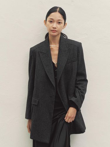 BELTED HERRINGBONE WOOL JACKET MBDFJK004BK - MAKE A TOAST - Modalova