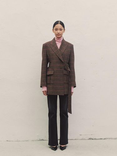 BELTED HERRINGBONE WOOL JACKET MBDFJK004BR - MAKE A TOAST - Modalova